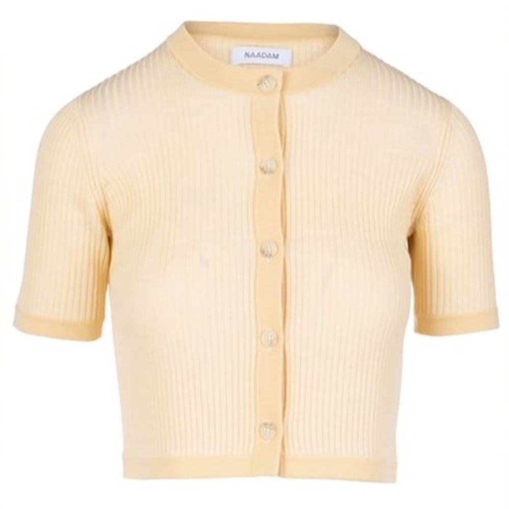 NAADAM Merino Silk Short Sleeve Cropped Cardigan